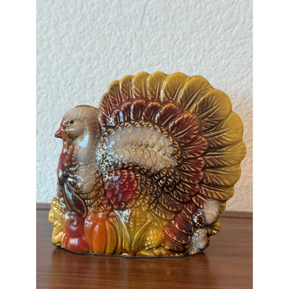 Vintage RARE‎ Ceramic Better Homes and Gardens Turkey Napkin Holder 5